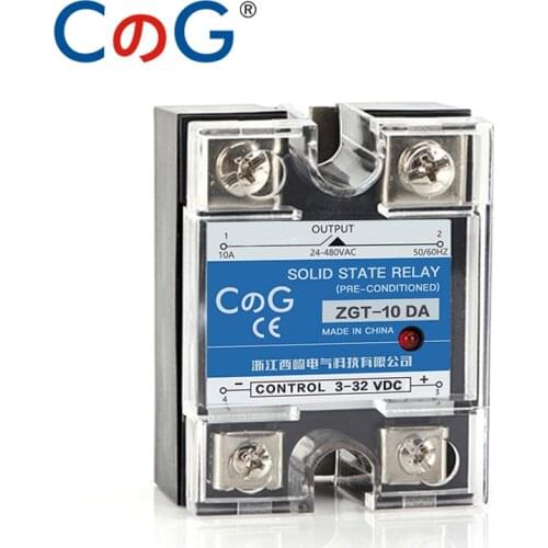 CG ZGT-40DA 10A 25A 40A Single Phase DC To AC SSR Heat Sink 24-480VAC Relay Input 3-32VDC With Plastic Cover Solid State Relay
