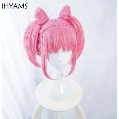 New chibi moon Cosplay Wigs Pink Women Wigs Heat Resistant Synthetic Hair Perucas Cosplay Wig+Wig Cap
