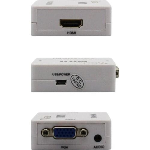 Mini VGA to HDMI Converter With Audio VGA2HDMI 1080P Adapter Connector For PC Laptop to HDTV Projector with VGA2HDMI Converter