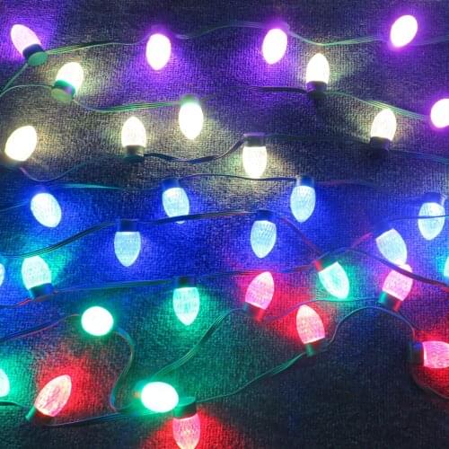 50pc addressable RGB S24/C9 DC12V WS2811 LED Christmas pixel string light;6inches spacing ;IP68 with waterpproof pigtails