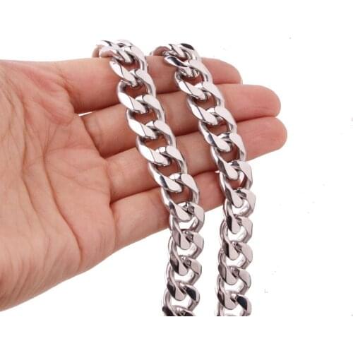 Friend Gift Stainless Steel Silver Color Handmade Cuban Curb Link Chain Mens Womens Necklace/Bracelet Unisexs Jewelry 7-40