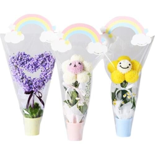 Transparent Waterproof Triangle Tote Wrapping Bag Floral Packaging Bag Rose Flower Wrap Arrangement Bag Flower Shop Materials