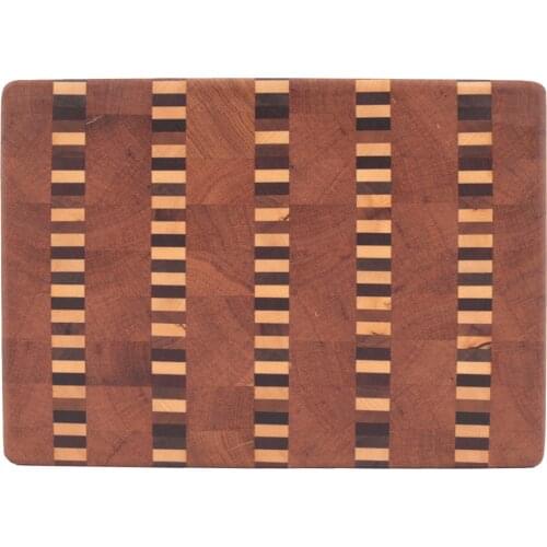 Soandora End Grain Cutting Board Chocolate Oak Natural Texture and Short Edge 5 Wenge Striped Pattern