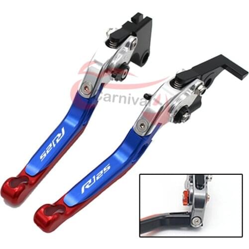 Adjustable extendable folding lever brake clutch forYAMAHA YZFR125 YZF R125 2014-2018 blue new style with motorcycle logo