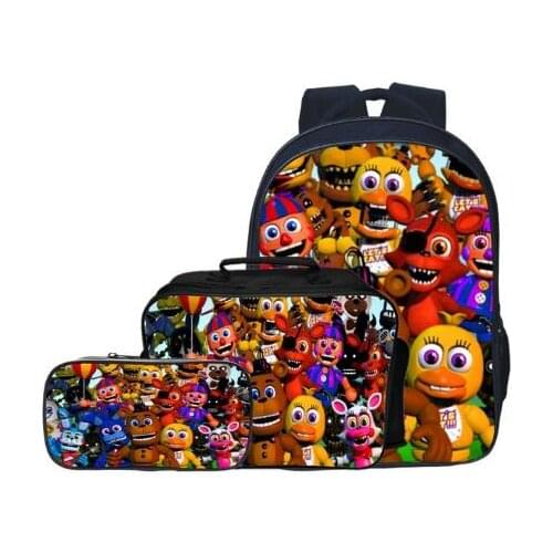 Fashion Cartoon 3pcs/set Five Night At Freddy Kids Baby School Bags Boys Schoolbag FNAF Children Backpacks for Student Girls Bag