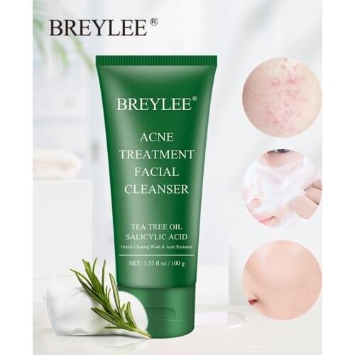 BREYLEE Facial Cleanser Acne Treatment Cleanser Remove Blackhead Shrink Pore Oil Control Brighten Whinten Face Cleaner Skin Care