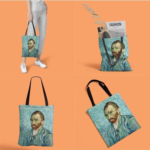 Van Gogh Shopping Bag Graphic Tote Harajuku Shopper Bag Women Canvas Shoulder Bag Female Ulzzang Funny Eco Large-capacity Bags