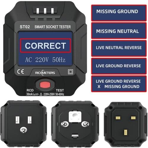 Digital display socket tester intelligent socket detection and maintenance tester
