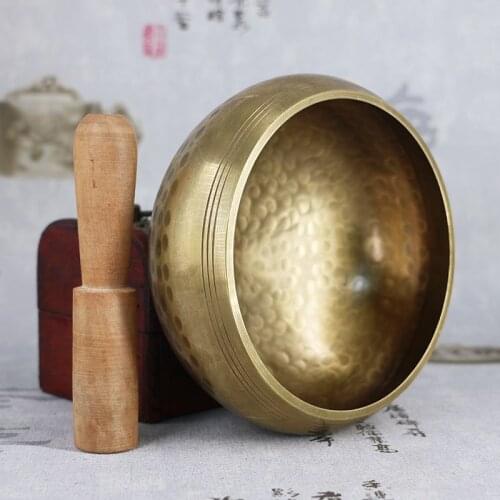 20cm Nepal Handmade Buddha Tibet Bowl Ritual Music Therapy Copper Chime Copper Tibetan Singing Bowl