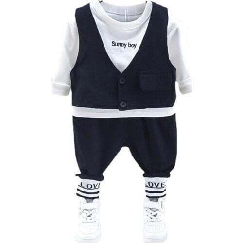 Spring Autumn Toddler Casual Costume Fashion Baby Boys Clothes Children Girls Cotton Vest T Shirt Pants 3Pcs/set Kids Sportswear