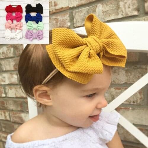 Wecute New Childrens Bowknot Hair Band Baby Headband Headwear Double-layer Bow Elastic Nylon Turban Headdress Elasticity Cute