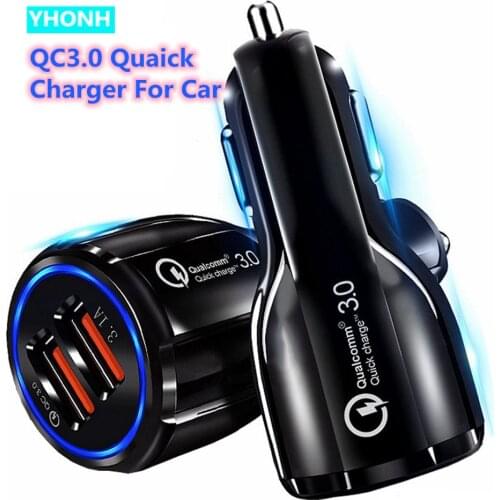 Car USB Charger Quick Charge 3.0 Mobile Phone travel adapter 2 Port USB Fast Car Charger for iPhone Samsung