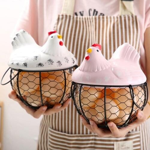 Chicken Shape Iron Anti-slip Household Egg Storage Box Refrigerator Storage Box Dumpling Box Layer Egg Tray Storage Basket