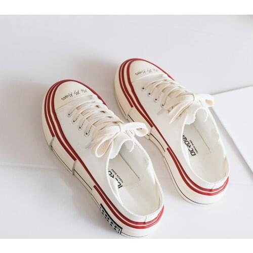 Female White Shoes Two Ways Wearing Solid Color Girl Green Sneakers Irregular Thick Soled White Black Gumshoes Lace Up 2021 New