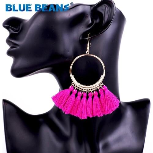Women earrings accessories handmade jewelry long earring korean fashion bohemian christmas boho yellow statement tassel gold new