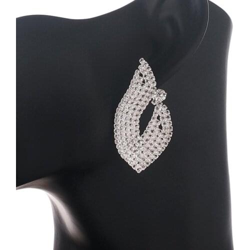 YFJEWE Bling Crystal Stud Earrings For women Hyperbole Big Rhinestone Earring statement Party Wedding Fashion Jewelry Gifts E674