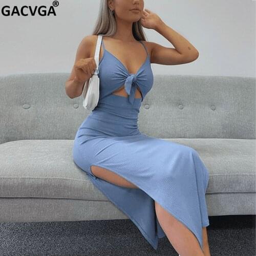 GACVGA Cotton Knit Sexy Bodycon Long Dress For Women 2021 Summer Party Maxi Dresses Casual Clubwear Traf Y2K Vestido De Mujer