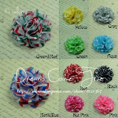 200pcs/lot 2" 10 Colors Newborn Striped Leopard Mesh Artificial Flower For Hair Clips Accessories Fabric Flower For Baby Girls