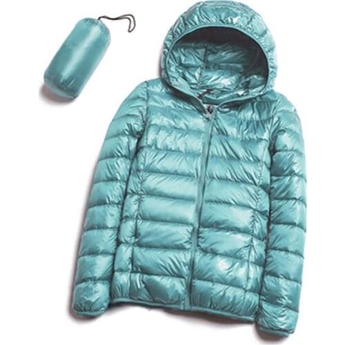 2021 Winter Plus Size 90% White Duck Down Coat Women Hooded Ultra Light Down Jacket Women Windproof Warm Parka S- 7XL