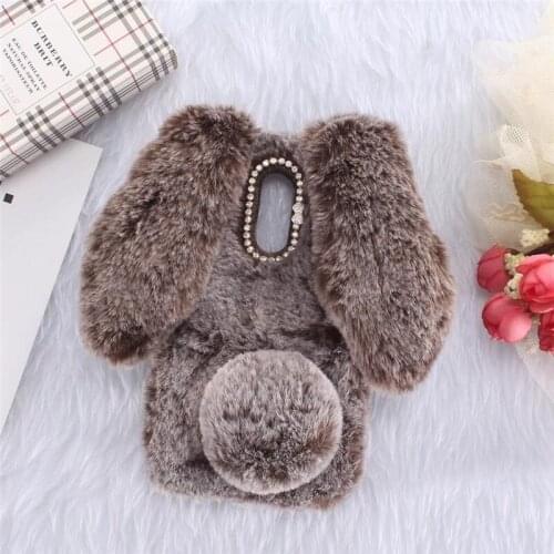 3D Warm Rabbit Ear Doll Furry Fur Case for LG K10 2017 Stylo 4 5 6 G4 Stylus Q60 K40 K41S K50 V50 K20 2019 Bunny Diamond Cover
