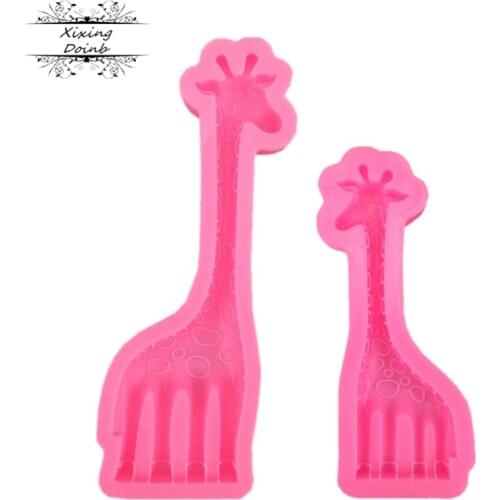 3D giraffe animal shape silicone cake decoration tool DIY resin clay chocolate dessert decoration mold