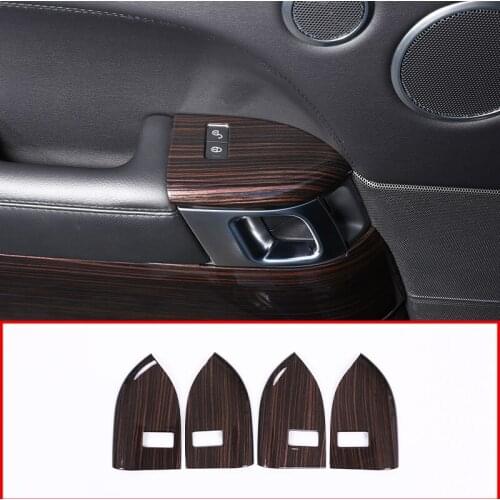 4pcs Red Ash Wood Style ABS Plastic Child lock button Frame Tim Accessories For Landrover Range Rover Sport RR Sport 2014-2018