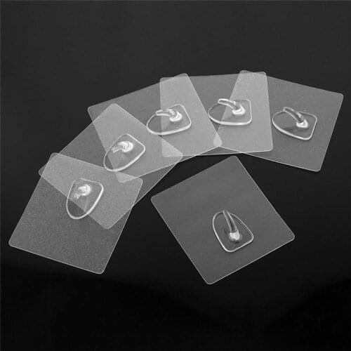 6Pcs Transparent Strong Self Adhesive Door Wall Hangers Hooks For Silicone Storage Hanging Kitchen Creative Bathroom Accessories
