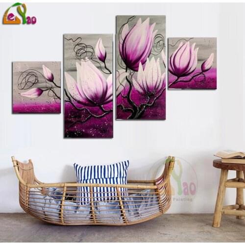 5D Diamond Painting Orchid abstract flower 4pcs Mosaic Diamond Embroidery Handmade Rhinestones multi-Pictures Home Decor Gifts