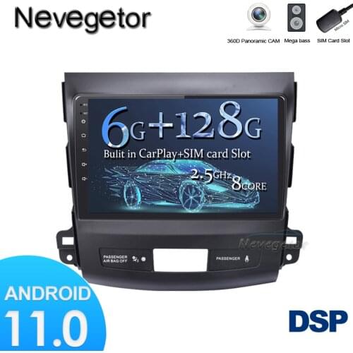 Car Android 11 Car Radio Multimedia Player Navigation GPS For Mitsubishi Outlander Peugeot 4007 2006 2007-2010 2011 2Din No DvD