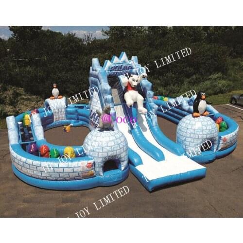 Free ship to sea port!Polar Bear obstacle bouncer slide, new style inflatable playground, commercial inflatable amusement park