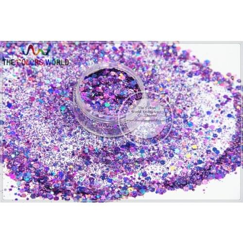 A87951-137 Mix holographic laser Colors hexagon shapes Glitter for nail art and DIY decoration 1Pack =50g