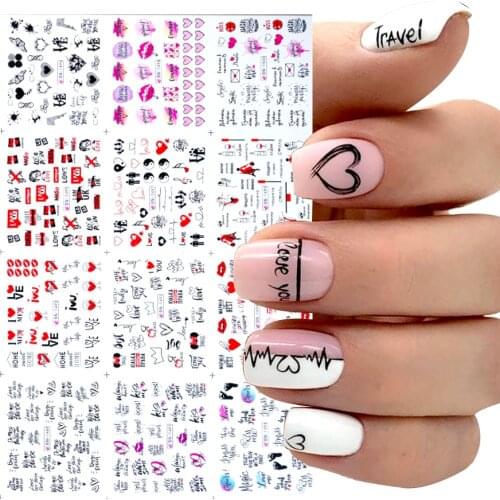 2021 New Geometric Letter nail sticker Water Slider Russian winter decal Christmas new year gift nail slider temporary tattos