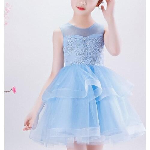 3-14 Kids Dresses For Girls Wedding Party Frock Flower Ball Gown Princess Summer Girls Dress Childrens Tutu Short Dress 202