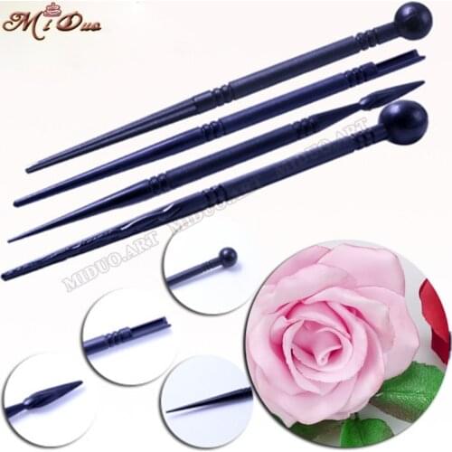Fondant Flower Modeling Stick Simulation Fold Flower Petals Stick Lines,Non-stick Universal Rod Cake Decorating Tools,4pcs/set