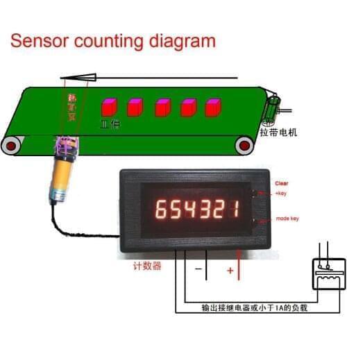 Electronic Counter Cumulative alarm 6Bit LED Digital Display Counter alarm meter with Control Output DC 12v 24V for Motor