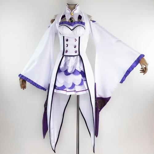 Emilia Cosplay Re:zero Kara Hajimeru Isekai Seikatsu Re Life In a Different World From Zero White Fairy Magician Costume Clothes