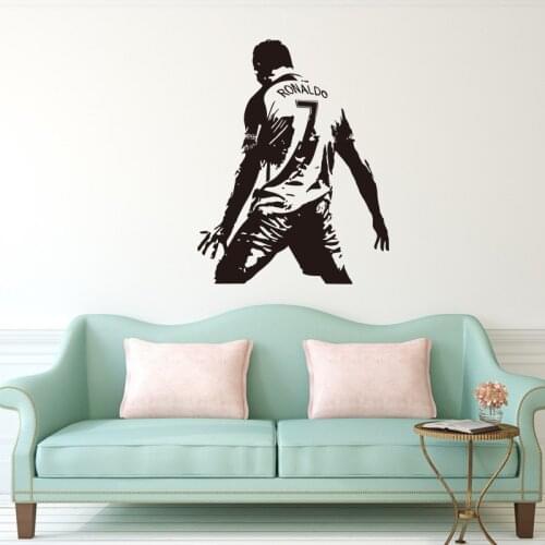 Football Player Cristiano Ronaldo Wall Sticker Cr7 DIY Vinyl Decals Nursery Boys Kids Room Decoration Soccer Wall Decal Y136