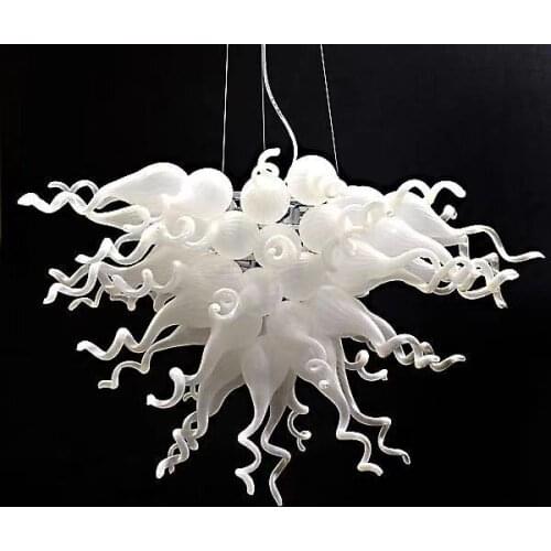 GIRBAN Modern White Living Room Chandeliers Kitchen Accessory Lustre Indoor Lighting Blown Glass LED Chandeliers for Dining Room
