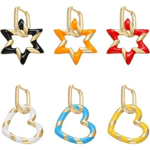 HECHENG 1pair CANDY color earring wholesale Hexagonal drop oil colorful jewelry accessries for women
