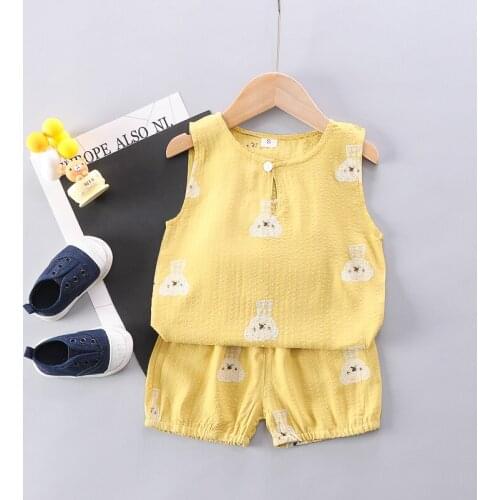 Children Clothing Sets Baby Boys/Girls Summer Clothes Infant Vest+pants Set Toddler Cotton T Shirts Tee Tops Kids Sport Suits