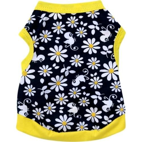 Summer Daisy Printed Dog T-shirt Pet Vest Clothes T-shirt Small Dog Cat Print Puppy Vest Shirt Apparel Dog Costumes New