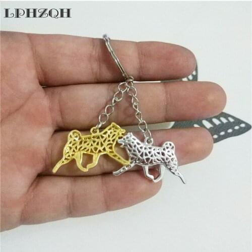 LPHZQH Fashion Puppy Dog Key Chain Shiba Inu Women Bag Charm Pendant Accessories Key Ring Gold Color Color Steampunk