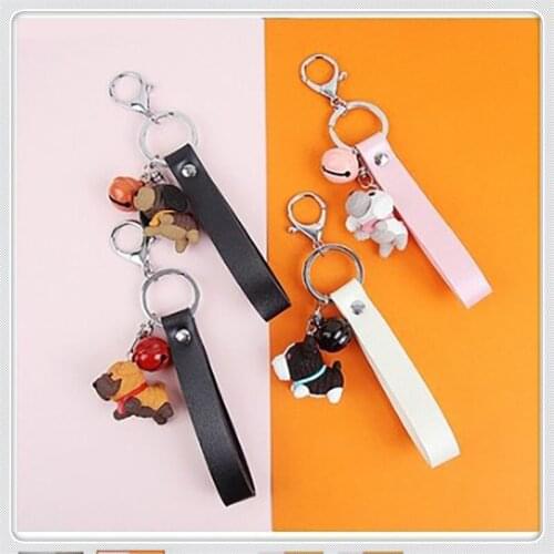 Cute Cartoon Puppy Dog Keychain Female Creative Car Key Chain School Bag Pendant Couple Pendant