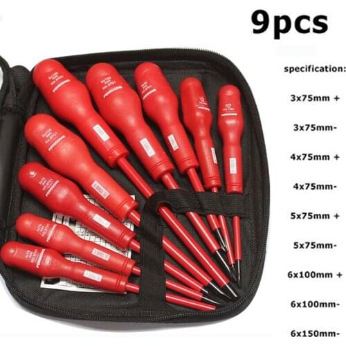 Screwdriver Set 9 Pcs/set Multi-purpose Insulated PP Handle Hand Screwdrivers Screw Driver Electricians Repairing Tools Kit