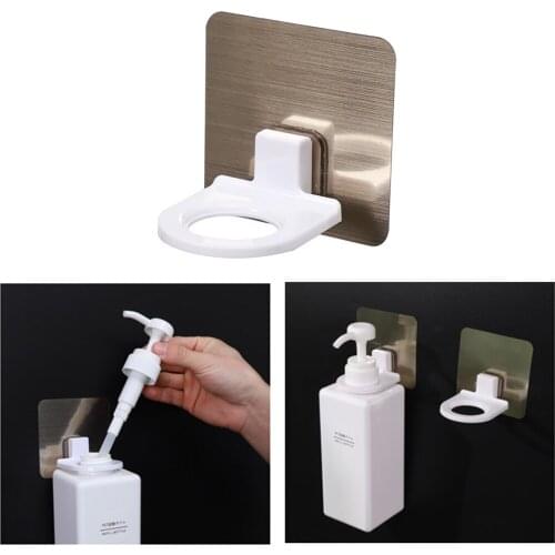 Wall Mounted Self-Adhesive Shampoo Bottle Shelf Liquid Soap Shower Gel Organizer Hook Holder Shelves Hanger Bathroom Accessories