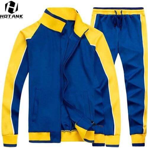 2021 New Mens Fashion Stand Collar Jacket Pants Patchwork 2 Piece Set Men Autumn Casual Cardigan Coat Sportswear Jogging Sets