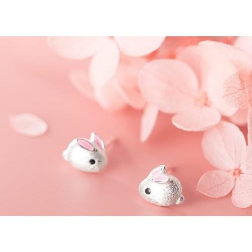 OBEAR Sweet Cute Small Pink Mouse Rat Womens Earrings Siver Plated Small Earrings Girl Wedding Jewelry Gift