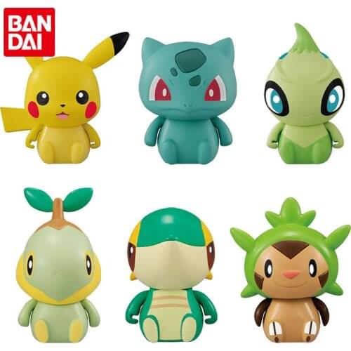 Bandai Genuine Gacha Pokemon Small Collectible Doll CelebiBulbasaur Pikachu Elf Action Figure Model Toy