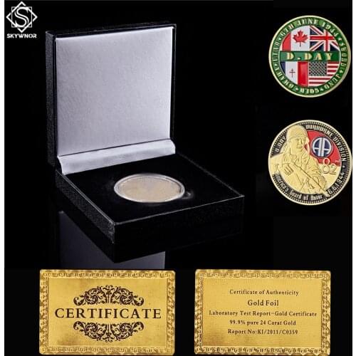 1944.6.6 D Day WWII Normandy War Fight Commemorative Gold Challenge Coin W/ Luxury Box Display