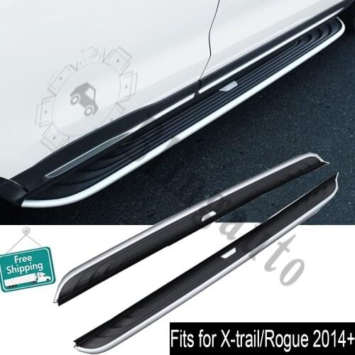 Fits for N.issan X-TRAIL Rogue 2014+ 2PCS running board side Nerf step bar pedal protector aluminum alloy